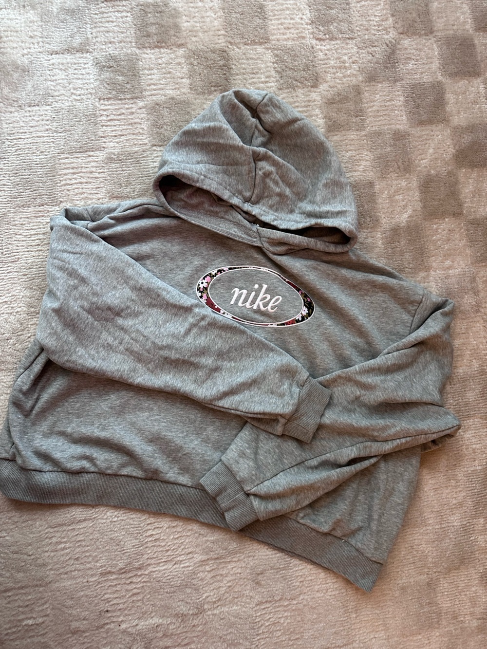 Nike Gray Hoodie with Floral Logo